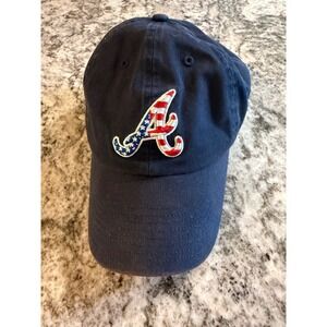 Atlanta Braves 47 Navy Blue OSFA Baseball Cap Embroidered Logo Adjustable Strap